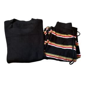 Evaless 2 Piece Striped Knit Sweater Loungewear Set. Black Striped. NWOT. Size M